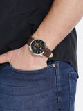 Fossil Townsman Automatic Black Dial Brown Leather Strap Watch for Men - ME3061