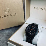 Versace Univers Quartz Black Dial Black Steel Strap Watch for Men - VEBK00618