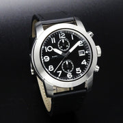 Marc Jacobs Larry Chronograph Black Dial Black Leather Strap Watch for Men - MBM5033