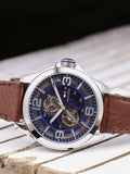 Tommy Hilfiger Bruce Analog Blue Dial Brown Leather Strap Watch for Men - 1791278