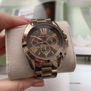 Michael Kors Bradshaw Chronograph Brown Dial Brown Steel Strap Watch For Women - MK6247