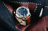 Fossil Grant Twist Multifunction Blue Dial Brown Leather Strap Watch for Men - ME1161