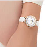 Swarovski Lovely Crystals Mother of Pearl Dial White Leather Strap Watch for Women - 5242904