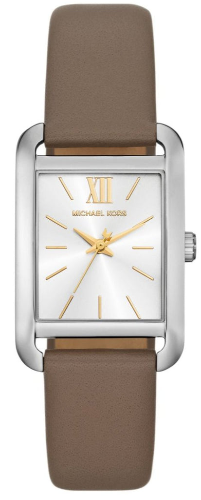 Michael Kors Monroe Three Hand Silver Dial Grey Leather Strap