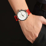 Tissot Quickster Chronograph NBA Chicago Bulls Jam Tangan Tali NATO Merah Dial Putih Untuk Pria - T095.417.17.037.04