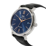 IWC Portofino Automatic Blue Dial Black Leather Strap Watch for Men - IW356523