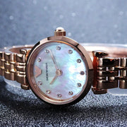 Emporio Armani Gianni T-Bar Mother of Pearl Dial Rose Gold Steel Strap Watch For Women - AR11203