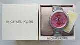 Michael Kors Parker Chronograph Pink Dial Silver Steel Strap Watch For Women - MK6105