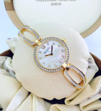 Bulova Crystal Collection Mother of Pearl Dial Gold Steel Strap Watch for Women - 98L225