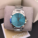 Michael Kors Runway Blue Dial Silver Steel Strap Watch for Women - MK3292