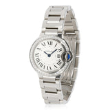 Cartier Ballon Bleu De Cartier Diamonds White Dial Silver Steel Strap Watch for Women - W4BB0015