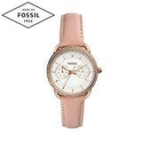 Fossil Tailor Quartz White Dial Pink Leather Strap Watch for Women - ES4393