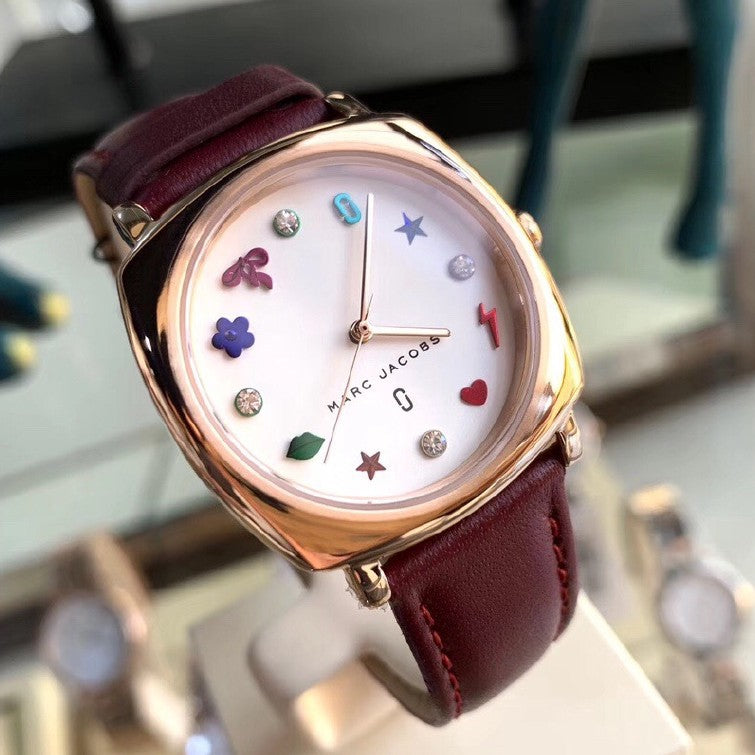 腕時計 MARC BY MARCJACOBS watch Marc Jacobs Mandy White Dial Brown Leather Strap Watch for Women
