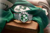 Breitling Chronomat B01 42 Six Nations Ireland Green Dial Silver Steel Strap Watch for Men - AB0134A91L1A1