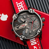 Diesel Mr Daddy 2.0 Chronograph Grey Dial Red Rubber Strap Watch For Men - DZ7423