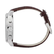 Hugo Boss Aeroliner Chronoraph White Dial Brown Leather Strap Watch For Men - 1512447