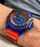 Versace Icon Active Chronograph Quartz Blue Dial Orange Rubber Strap Watch For Men - VEZ700922