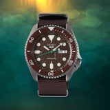 Seiko 5 Sport Automatic Brown Dial Brown Nylon Strap Watch For Men - SRPD85K1