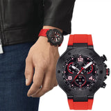 Tissot T Race Chronograph Black Dial Red Rubber Strap Watch For Men - T141.417.37.057.01