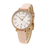 Fossil Jacqueline White Dial Pink Leather Strap Watch for Women - ES4303