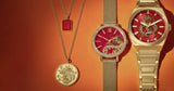 Fossil Jacqueline Dragonsteel Limited Edition Red Dial Gold Mesh Strap Watch for Women - ES5316