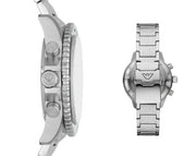 Emporio Armani Diver Chronograph Green Dial Silver Steel Strap Watch For Men - AR11500