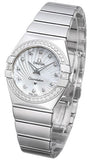 Omega Constellation Quartz Diamonds Silver Dial Silver Steel Strap Watch for Women - 123.15.27.60.55.004