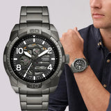 Fossil Bronson Automatic Skeleton Black Dial Grey Steel Strap Watch for Men - ME3255