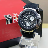 Tissot T Race Chronograph Anthracite Black Dial Black Silicone Strap Watch For Men - T115.417.27.061.00