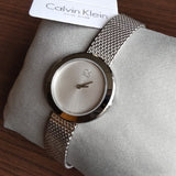 Calvin Klein Firm White Dial Silver Mesh Bracelet Watch for Women - K3N23126