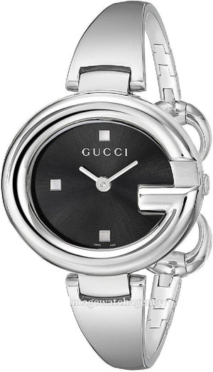 Gucci Guccissima Black Dial Silver Steel Strap Watch For Women - YA134301