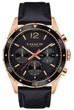 Coach Sullivan Chronograph Black Dial Black Leather Strap Watch for Men - 14602087