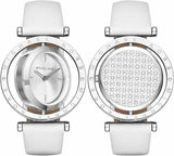 Michael Kors Averi Silver Dial White Leather Strap Watch for Women - MK2524