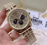 Michael Kors Lexington Crystals Gold Dial Gold Steel Strap Watch for Men - MK8494