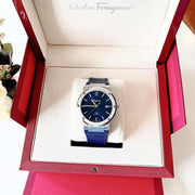 Salvatore Ferragamo F-80 Classic Blue Dial Blue Leather Strap Watch for Men - SFDT00719