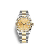 Rolex Datejust 36 Diamonds Yellow Gold Dial Two Tone Oyster Steel Strap Watch for Men - M126233-0034