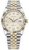 Rolex Datejust 36 Diamonds Silver Dial Two Tone Oyster Steel Strap Watch for Women - M126233-0027
