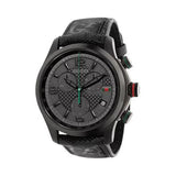 Gucci G Timeless Quartz Chronograph Black Dial Black Leather Strap Watch For Men - YA126244