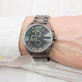 Diesel Mega Chief Chronograph Grey Dial Grey Steel Strap Watch for Men - DZ4282