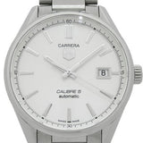 Tag Heuer Carrera Automatic Caliber 5 White Dial Silver Steel Strap Watch for Men - WAR211B.BA0782