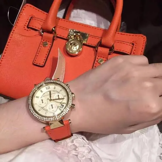 Michael Kors Handbag Replacement Strap Orange Leather Silver Hardware