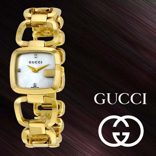 Gucci G Gucci Diamonds Mother of Pearl Dial Yellow Gold Steel Strap Wa