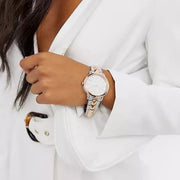 Michael Kors Runway Mercer Crystals Silver Dial Two Tone Steel Strap Watch For Women - MK6716