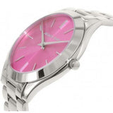 Michael Kors Slim Runway Quartz Pink Dial Silver Steel Strap Watch For Women - MK3291