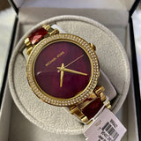 Michael Kors Parker Mother of Pearl Red Dial Two Tone Steel Strap Watch for Women - MK6427