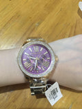 Michael Kors Wren Purple Dial Gold Steel Strap Watch for Women - MK6290