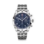 Breitling Avi Chronograph 42 Tribute to Vought F4U Corsair Blue Dial Silver Steel Strap Watch for Men - A233801A1C1A1