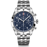 Breitling Avi Chronograph 42 Tribute to Vought F4U Corsair Blue Dial Silver Steel Strap Watch for Men - A233801A1C1A1