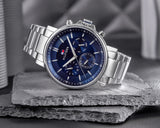 Tommy Hilfiger Tyson Chronograph Blue Dial Silver Steel Strap Watch For Men - 1710588