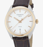 Tissot T Classic PR 100 Quartz White Dial Brown Leather Strap Watch for Men - T101.410.26.031.00